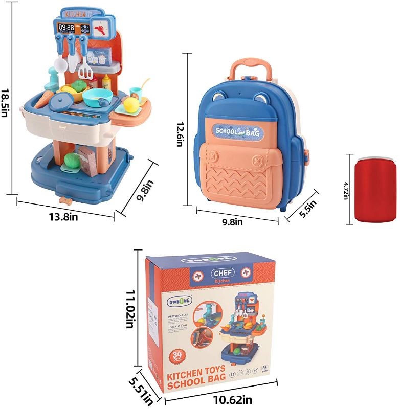 Photo 1 of OWNONE 1 Kitchen Set for Kids 34 PCS, Play Kitchen for Toddlers, Cooking Toys for Boys & Girls ( Backpack Mini Kitchen Set )
