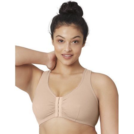 Photo 1 of Full Figure Plus Size Front-Close Cotton T-Back Comfort Bra Wirefree #1908
(34G/H)