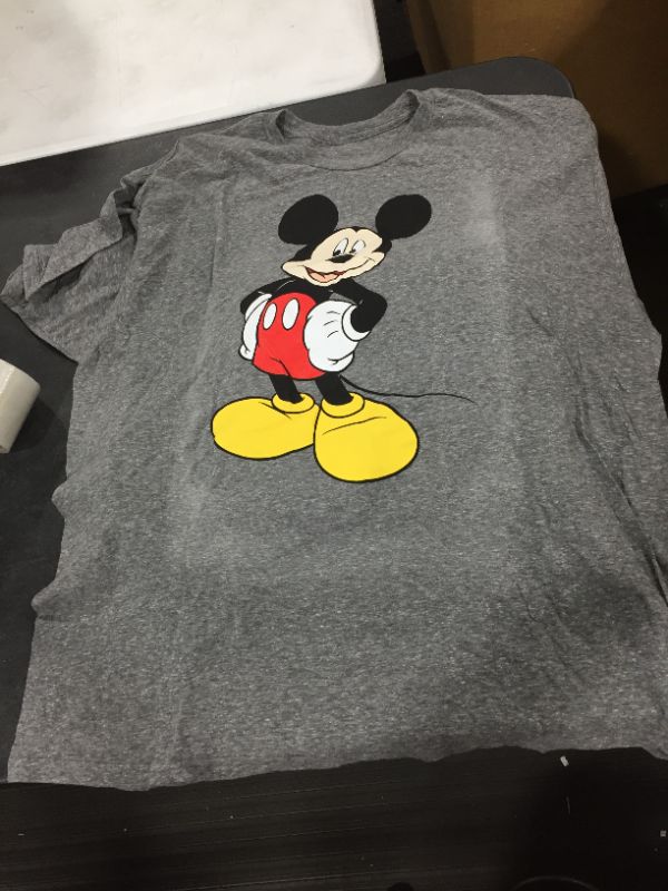 Photo 2 of Disney Mickey Mouse Men's Classic Mickey Mouse Full Size Graphic Short Sleeve T-Shirt, Charcoal Snow Heather, 3XL
