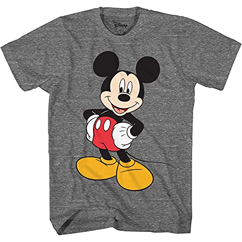 Photo 1 of Disney Mickey Mouse Men's Classic Mickey Mouse Full Size Graphic Short Sleeve T-Shirt, Charcoal Snow Heather, 3XL
