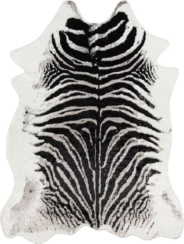 Photo 1 of Erin Gates by Momeni Acadia Zebra Black Faux Hide Area Rug 5'3" X 7'10"
