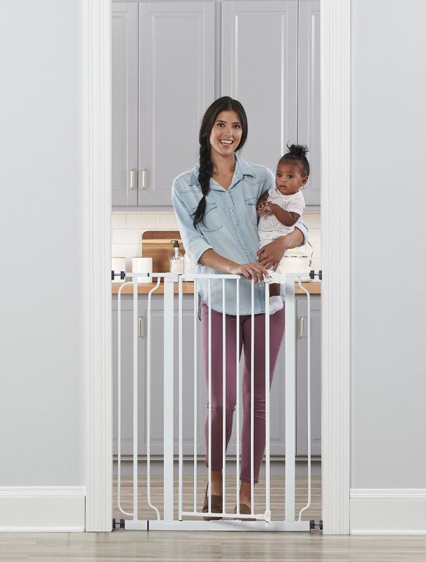 Photo 1 of Regalo Easy Step Extra Tall Walk Thru Baby Gate, Includes 4-Inch Extension Kit, 4 Pack of Pressure Mount Kit and 4 Pack Wall Cups and Mounting Kit

