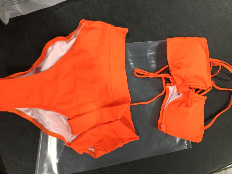 Photo 1 of yacooh womens high waisted bikini two piece set orange
size-Small