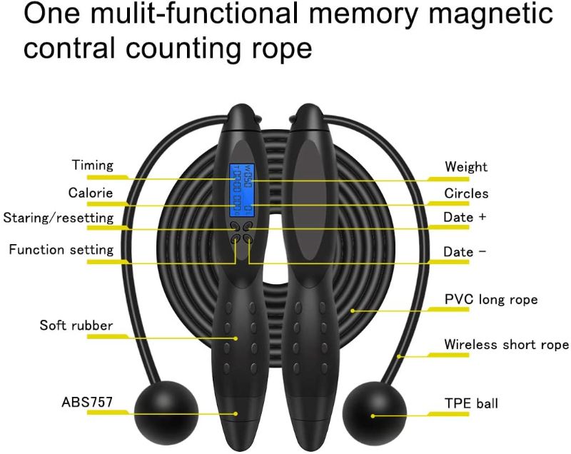 Photo 1 of CGV Jump Rope, Digital Smart Fitness Sport Skipping Ropes with Sound Reminder, Backlit Screen, Weight Setting and Calories Counter Fat BurningFitness Exercise Adult, Kids, Women
