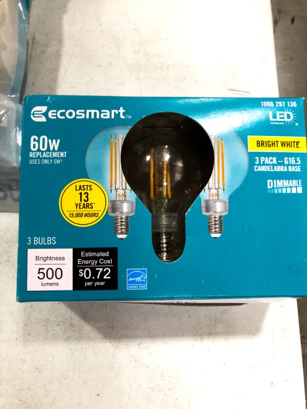 Photo 2 of 60-Watt Equivalent G16.5 ENERGY STAR and CEC Title 20 Dimmable Filament LED Light Bulb Bright White (3-Pack)