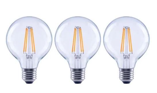 Photo 1 of 100-Watt Equivalent G25 Dimmable Globe Clear Glass Filament LED Vintage Edison Light Bulb Daylight (3-Pack)
