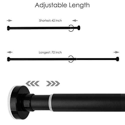 Photo 1 of Amazon Basics Tension Curtain Rod, Adjustable 78-108" Width - Black
