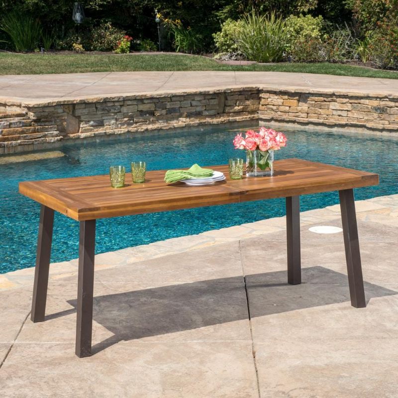 Photo 1 of DellaTeak Finish Rectangle Wood Outdoor Dining Table
