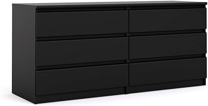 Photo 1 of Tvilum 6 Drawer Double Dresser, Black Matte
