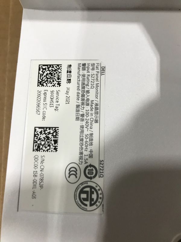 Photo 1 of Dell S2721Q 27 Inch 4K UHD, IPS Ultra-Thin Bezel Monitor, AMD FreeSync, HDMI, DisplayPort, VESA Certified, Silver
parts only