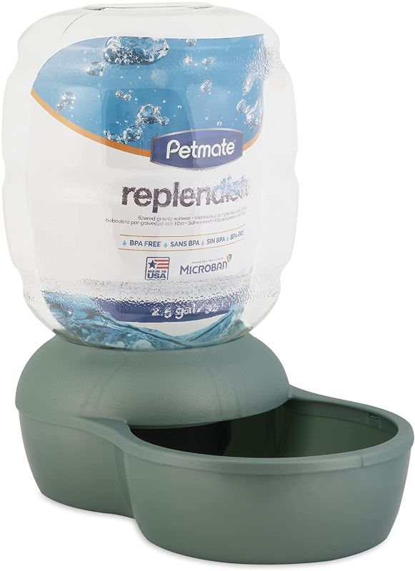 Photo 1 of Petmate 24494 Replendish Gravity Waterer W/Microban, 1 gallon, Brushed Nickel