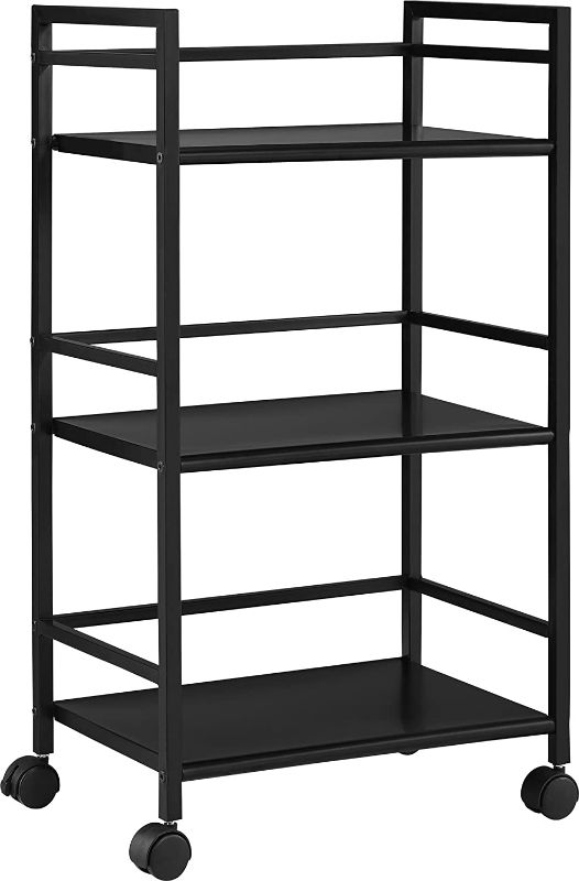 Photo 1 of Ameriwood Home Marshall 3 Shelf Metal Rolling Utility Cart, Black
