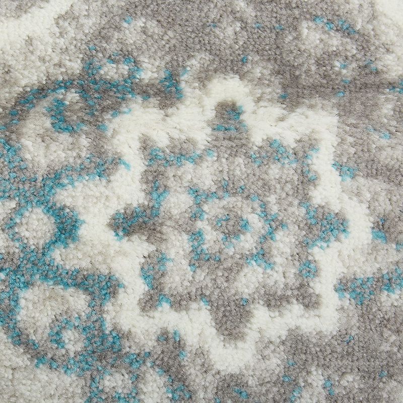 Photo 4 of Home Dynamix Boho Andorra Bohemian Damask Area Rug, 7'10", Gray/Aqua
