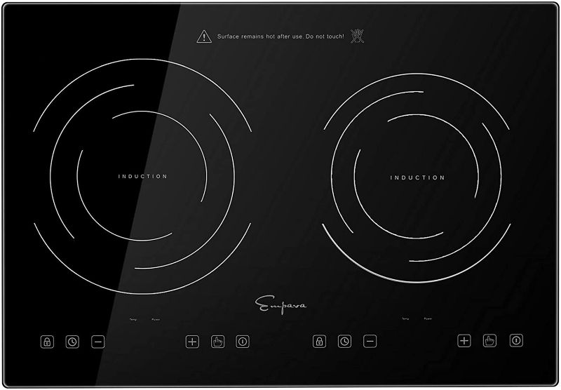 Photo 1 of Empava IDC12B2 Horizontal Electric Stove Induction Cooktop with 2 Burners in Black Vitro Ceramic Smooth Surface Glass 120V, 12 Inch
