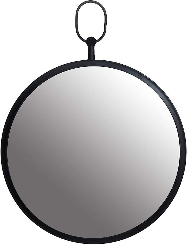 Photo 1 of Black Round Wall Mirror with Decorative Handle
