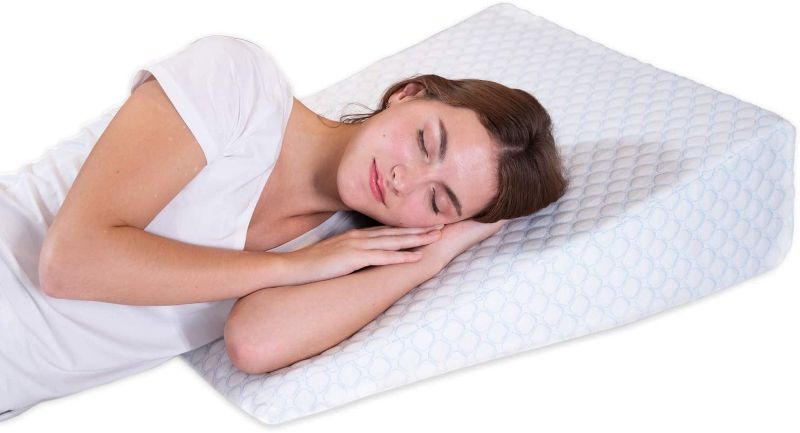 Photo 1 of Bed Wedge Pillow with 1.5 Inch Memory Foam Top, (24 x 28 x 7.5 Inches), Removable and Washable Cover, Perfect for Sleeping or Reading, Leg Elevation, Back Support, LENORA 7.5 Inch Wedge
