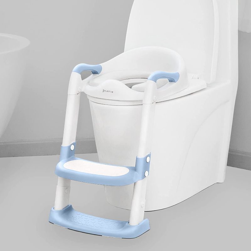 Photo 1 of  Potty Training Seat, Toddler Step Stool, 2 in 1 Potty Training Toilet for Kids, Baby Seat with Splash Guard and Anti-Slip Pad for Boys Girls Potty Training, Babyblue
