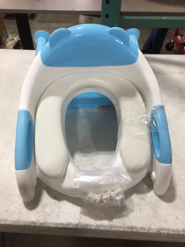 Photo 2 of  Potty Training Seat, Toddler Step Stool, 2 in 1 Potty Training Toilet for Kids, Baby Seat with Splash Guard and Anti-Slip Pad for Boys Girls Potty Training, Babyblue
