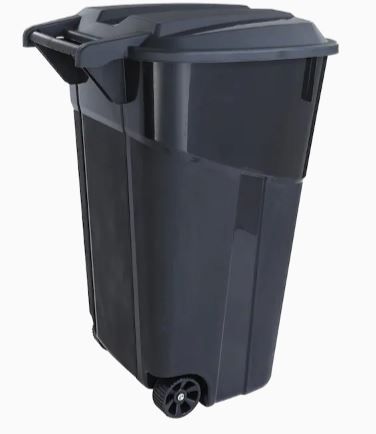 Photo 1 of Blue Hawk 32-Gallon Black Plastic Wheeled Trash Can with Lid