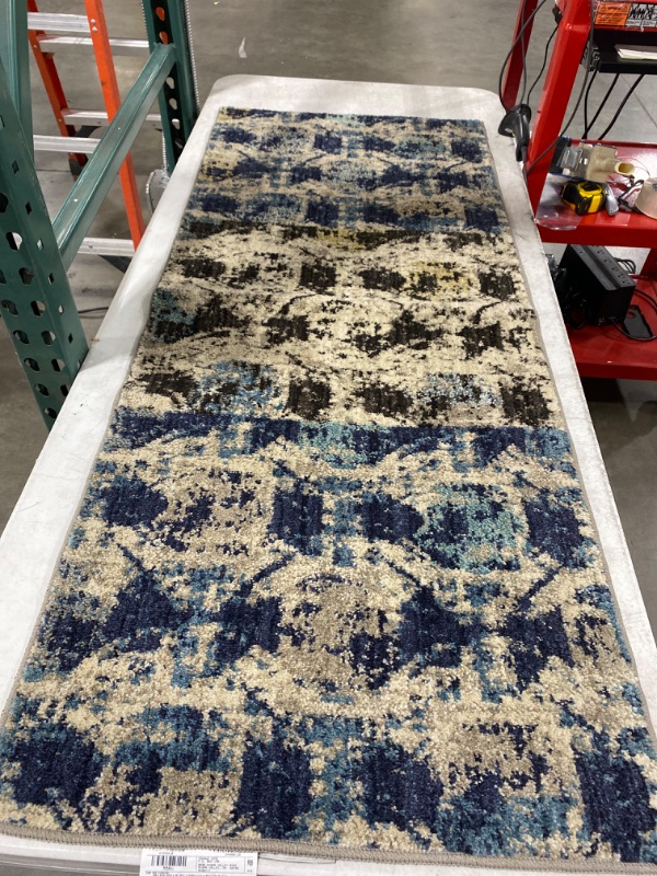 Photo 1 of Earth Point Rug, Black, Indigo and Gray, 25inch X 60inch