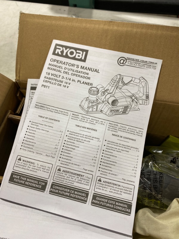 Photo 3 of Ryobi 18-Volt One+ Cordless 3-1/4 in. Planer (Tool Only) P611