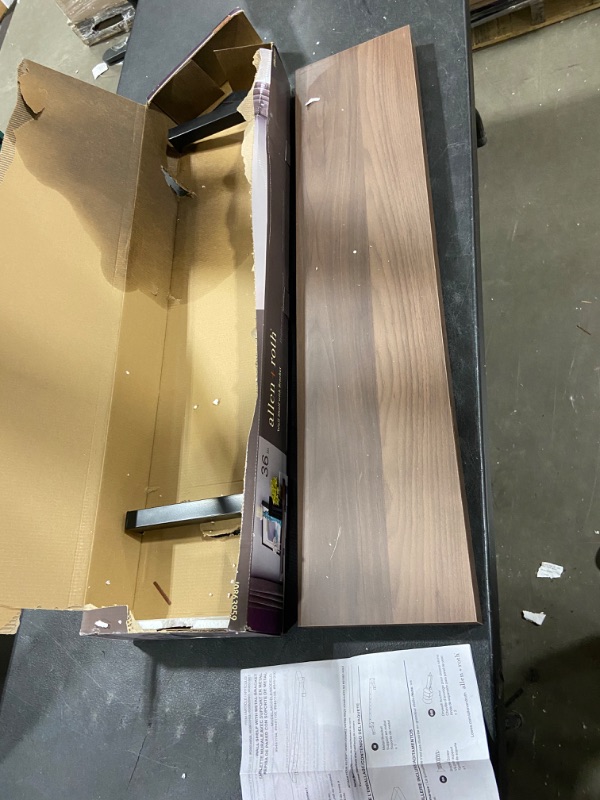 Photo 2 of allen + roth Dark Oak 36-in L x 7.8-in D Wood Shelf Kit (1 Shelves)
