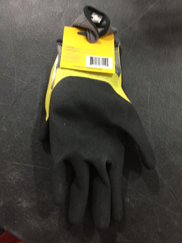 Photo 2 of FIRM GRIP Water Resistant Medium Yellow and Black Nitrile Dipped Gloves (1-Pair), Yellow/Black
