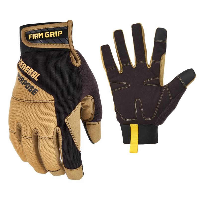 Photo 1 of FIRM GRIP Large Winter General Purpose Gloves with Thinsulate Liner, Black & Tan
