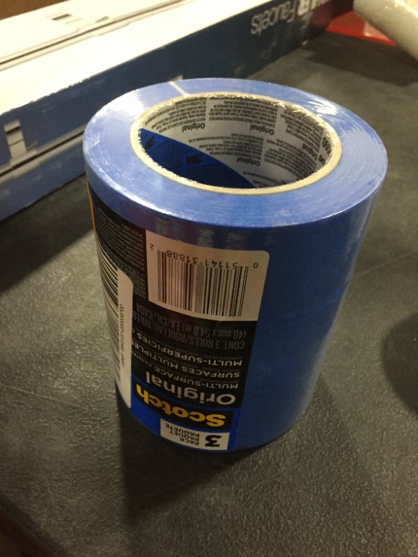 Photo 2 of 3M 1.88 in. X 60 Yd. (48 Mm X 54.8 M) Original Multi-Surface Painter's Tape (3 Rolls/Pack), Blue
