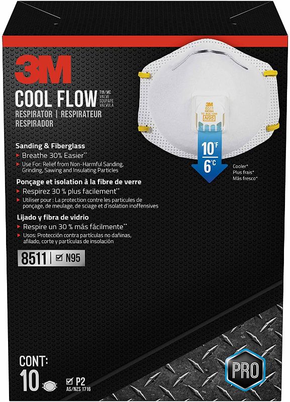 Photo 1 of 3M 8511 Respirator, N95, Cool Flow Valve (10-Pack)
