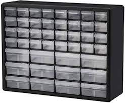 Photo 1 of Akro-Mils 44 Drawer 10144REDBLK, Plastic Parts Storage Hardware and Craft Cabinet, (20-Inch W x 6-Inch D x 16-Inch H)