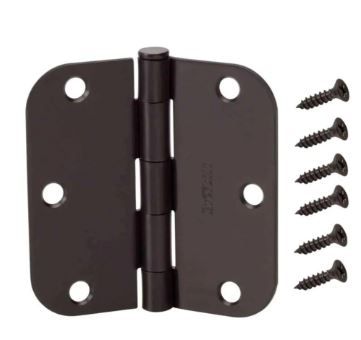Photo 1 of  3-1/2 In. And 5/8 In. Radius Matte Black Smooth Action Hinge (3-Pack)