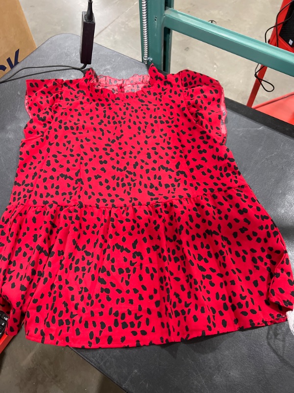 Photo 1 of Women's Red Leopard Short Sleeve Shirt, XL 