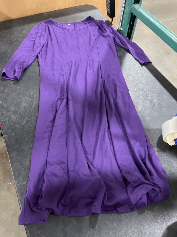 Photo 1 of Women's 3/4 Sleeve Purple Long Dress, Small 