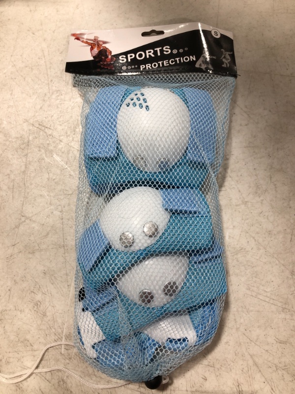 Photo 1 of CHILDREN'S KNEE AND ELBOW PAD SET. BLUE/WHITE. SIZE SMALL.