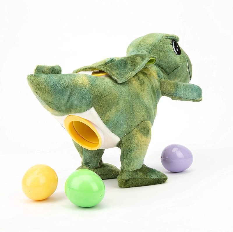 Photo 1 of Stuffed Animal Dinosaur Toy, Plush Electric Eggs Laying Dinosaur, Soft Cuddly Doll for Kids, Green 14 Inch
