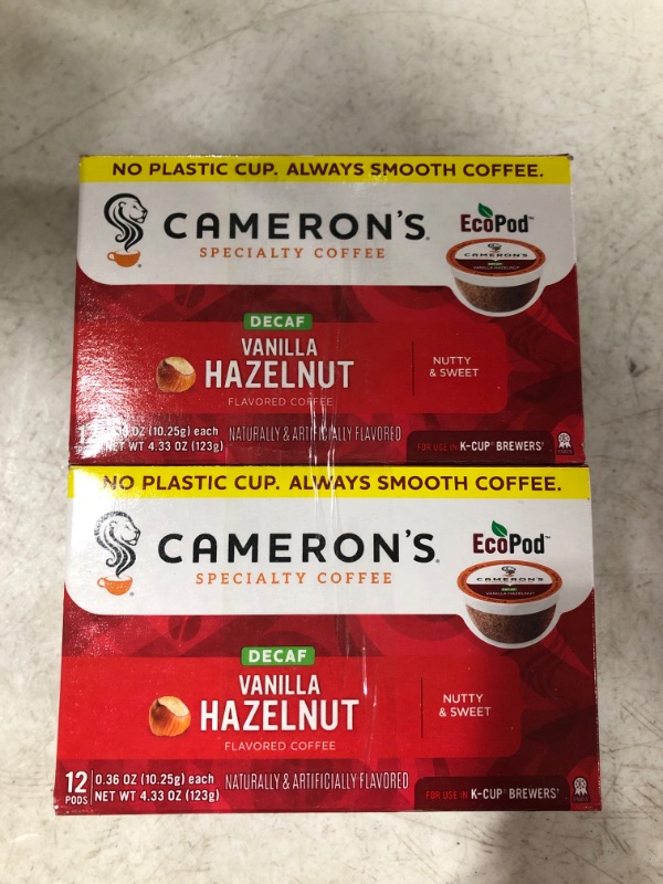 Photo 2 of Cameron's Coffee Single Serve Pods, Flavored, Vanilla Hazelnut, 12 Count LOT OF 2 BOXES. BEST BY FEB 2022.
