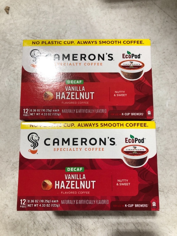 Photo 2 of Cameron's Coffee Single Serve Pods, Flavored, Vanilla Hazelnut, 12 Count. LOT OF 2 BOXES. BEST BY FEB 2022.
