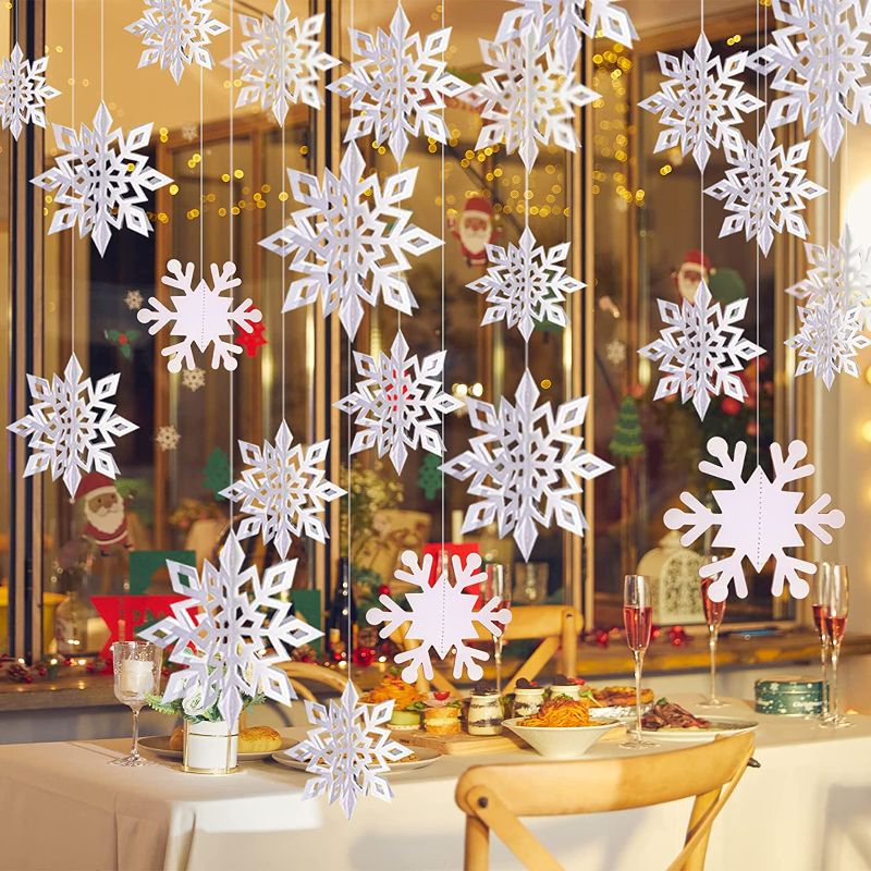 Photo 1 of 12PCS Winter Christmas Snowflakes Hanging Decorations - 3D White Paper Snowflake Garland with Snowflake Banner for Christmas Holiday Winter Wonderland Frozen Party Decorations
LOT OF 2. 