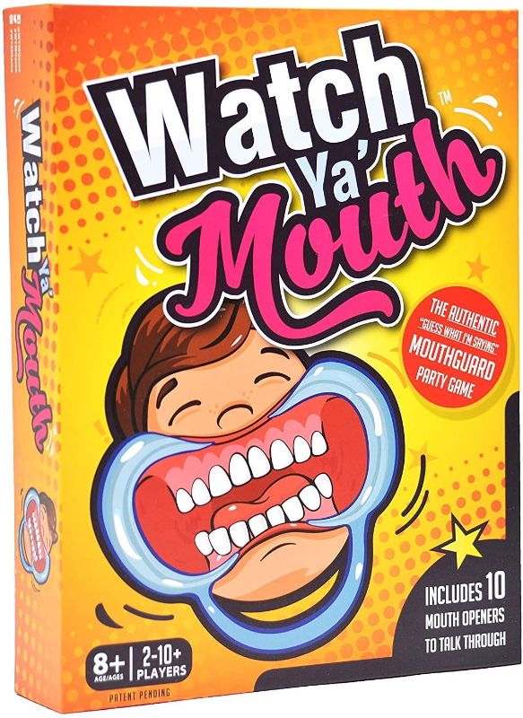 Photo 1 of Watch Ya' Mouth Family Edition - The Authentic, Hilarious, Mouthguard Party Card Game
BOX DAMAGE.