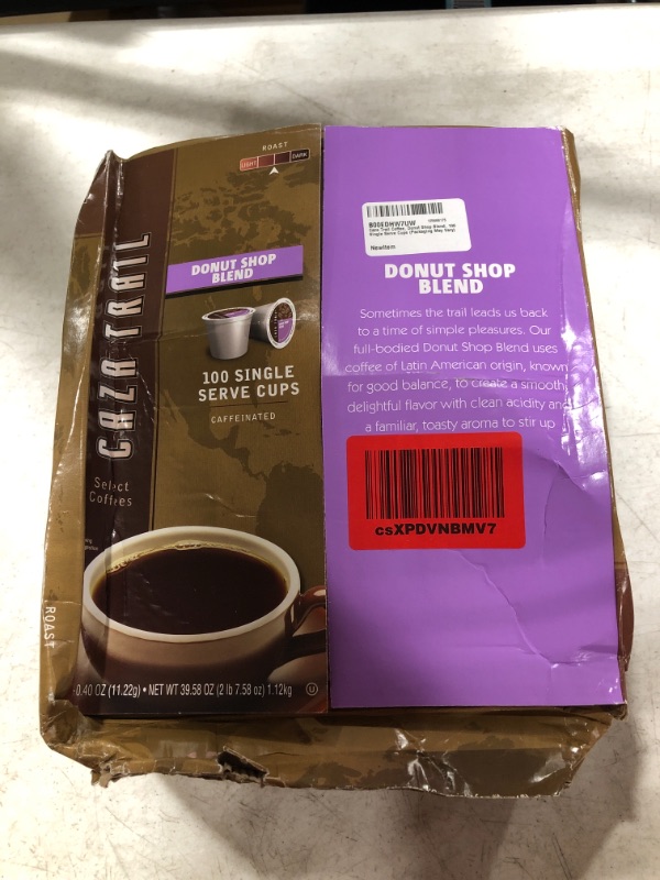 Photo 1 of Caza Trail Coffee Pods, Donut Shop Blend, Single Serve (Pack of 100)
BOX DAMAGE. UNOPENED.