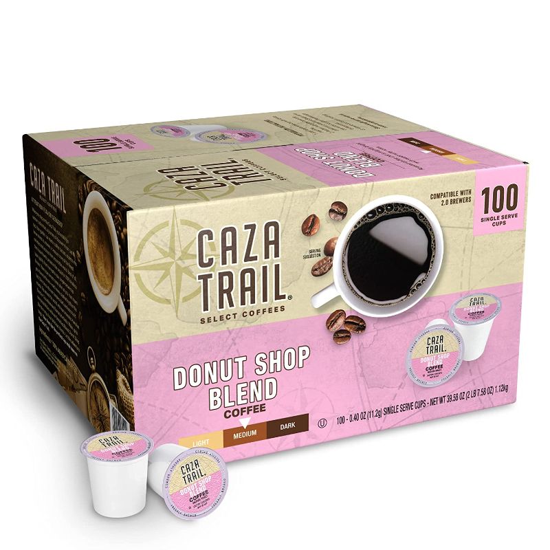 Photo 1 of Caza Trail Coffee Pods, Donut Shop Blend, Single Serve (Pack of 100)
BOX DAMAGE. UNOPENED.