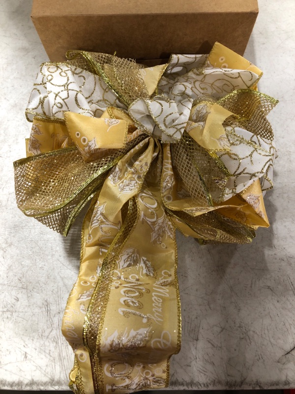 Photo 1 of CHRISTMAS HOLIDAY LARGE BOW FOR HOME DECOR, GOLD.