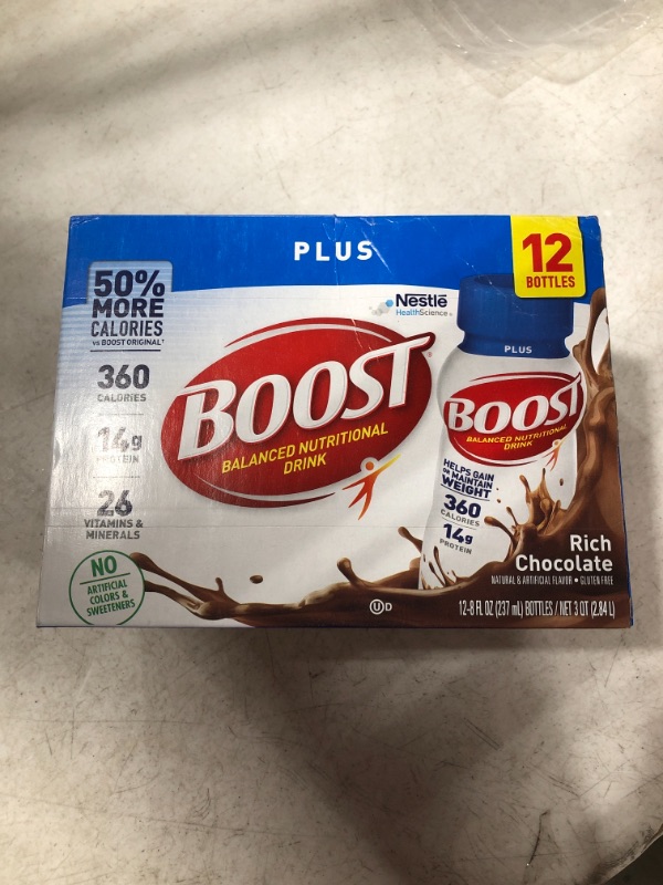 Photo 2 of BOOST Plus Complete Nutritional Drink, Rich Chocolate, 8 Ounce Bottle (Pack of 12)
