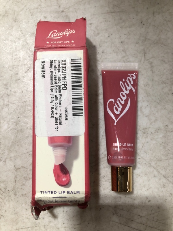 Photo 2 of Lanolips Tinted Balm Rhubarb - Natural Lanolin-Based Balm with Color + Gloss for Shiny, Hydrated Lips (12.5g / 0.44oz)
