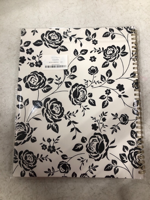 Photo 3 of 2022 MONTHLY PLANNER NOTEBOOK. BLACK/WHITE ROSE PATTERN.