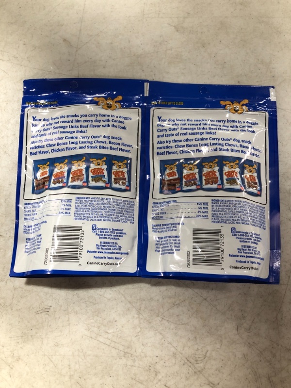 Photo 1 of Canine Carry Outs Sausage Links Beef Flavor Dog Snacks, 5 Ounce Bag
