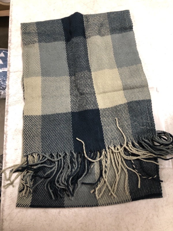 Photo 1 of Wander Agio Womens Warm Scarf Large Winter Scarves Stripe Plaid. BLUE.
