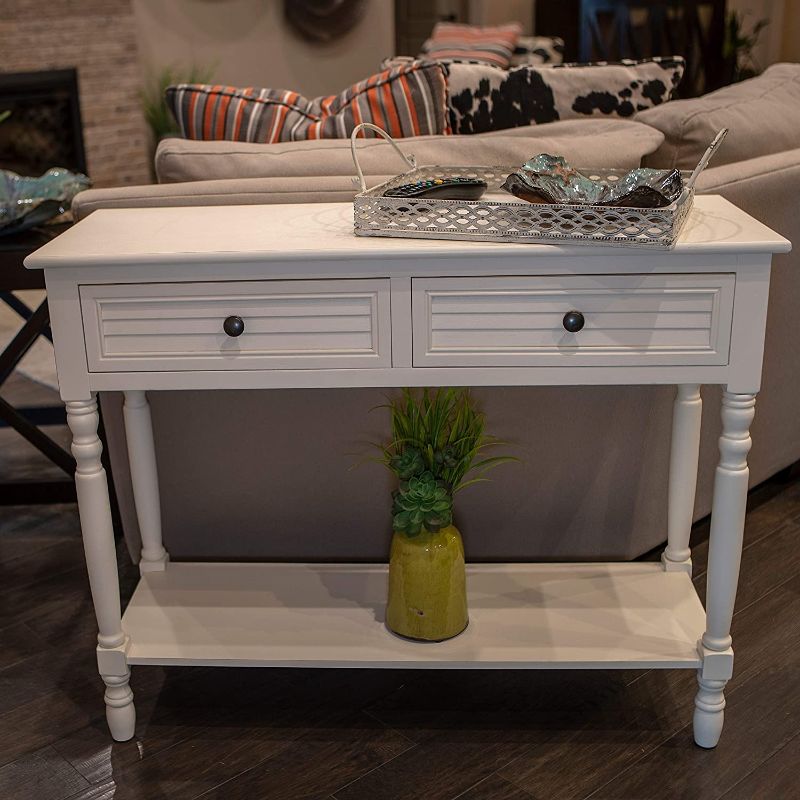 Photo 1 of Decor Therapy Simplify Shutter Drawer Console table, Cream
