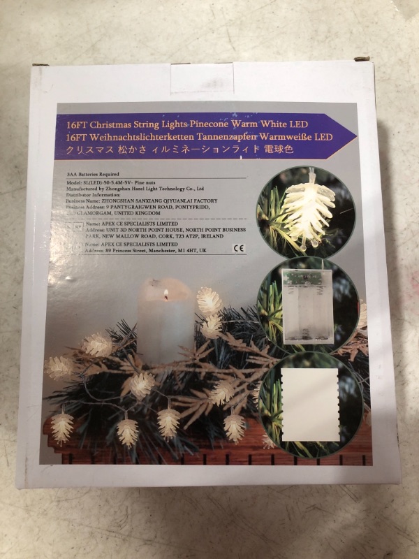 Photo 1 of 16FT. PINECONE LED CHRISTMAS STRING LIGHTS, WARM WHITE. 